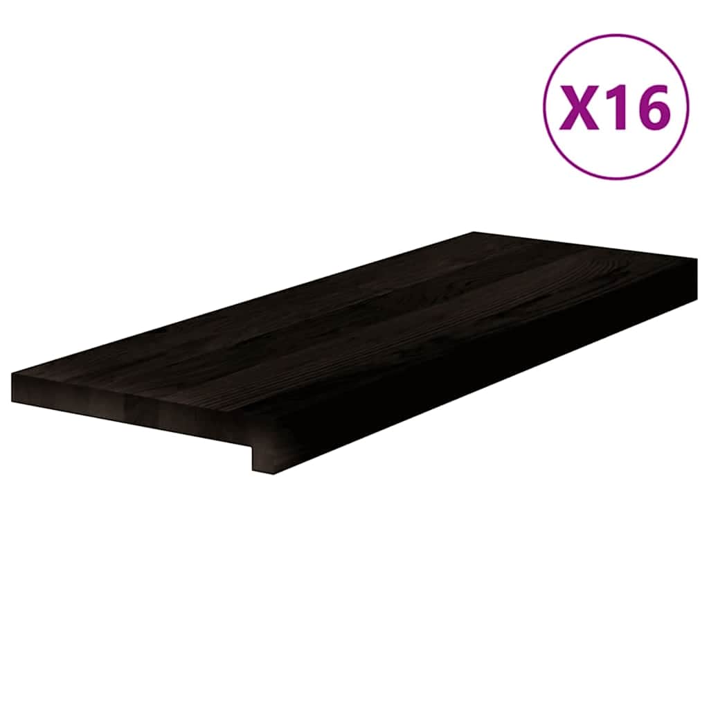 Stair Treads 16 pcs Dark Brown 70x25x2 cm Solid Wood Oak