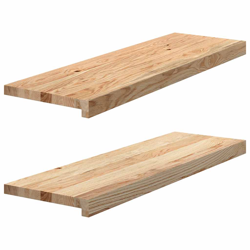 Stair Treads 2 pcs Untreated 80x30x2 cm Solid Wood Oak