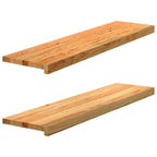 Stair Treads 2 pcs Light Brown 100x30x2 cm Solid Wood Oak