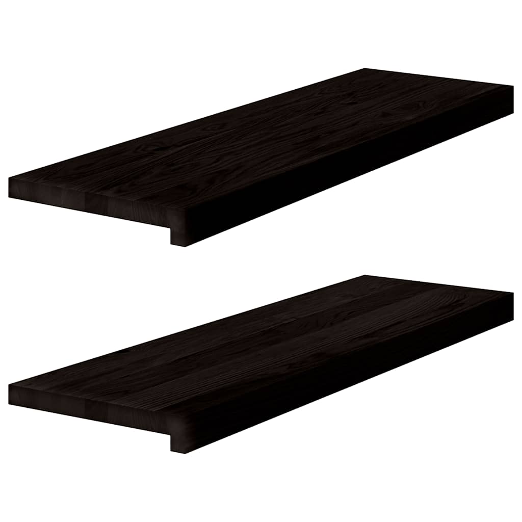 Stair Treads 2 pcs Dark Brown 80x30x2 cm Solid Wood Oak