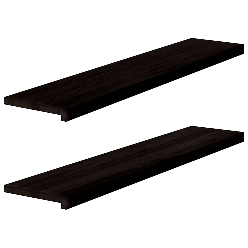 Stair Treads 2 pcs Dark Brown 120x30x2 cm Solid Wood Oak
