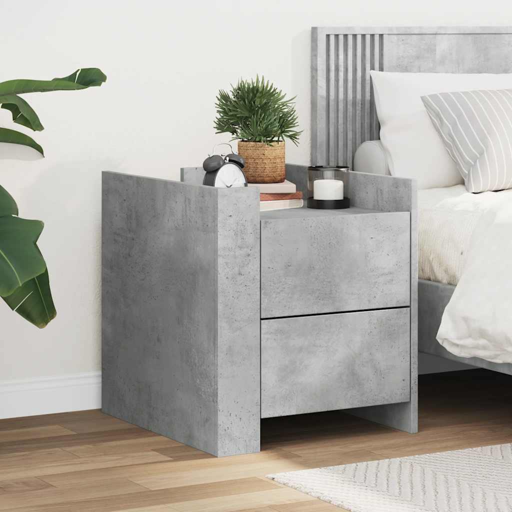Bedside Cabinet Concrete Grey 45x50x50 cm Engineered Wood