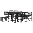 11 Piece Garden Dining Set Black Poly Rattan