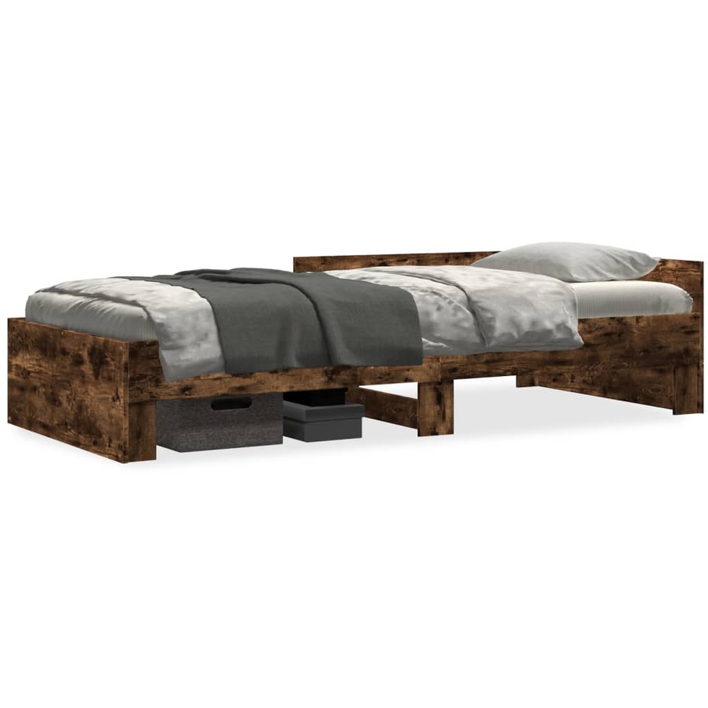 Bed Frame without Mattress Smoked Oak 90x190 cm Single Engineered Wood