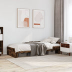Bed Frame without Mattress Smoked Oak 90x190 cm Single Engineered Wood