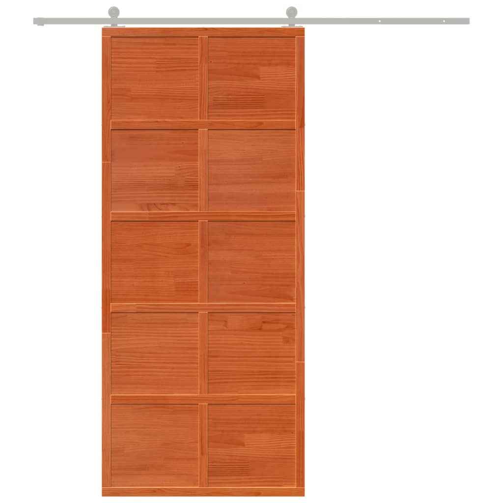 Barn Door Wax Brown 90x208 cm Solid Wood Pine