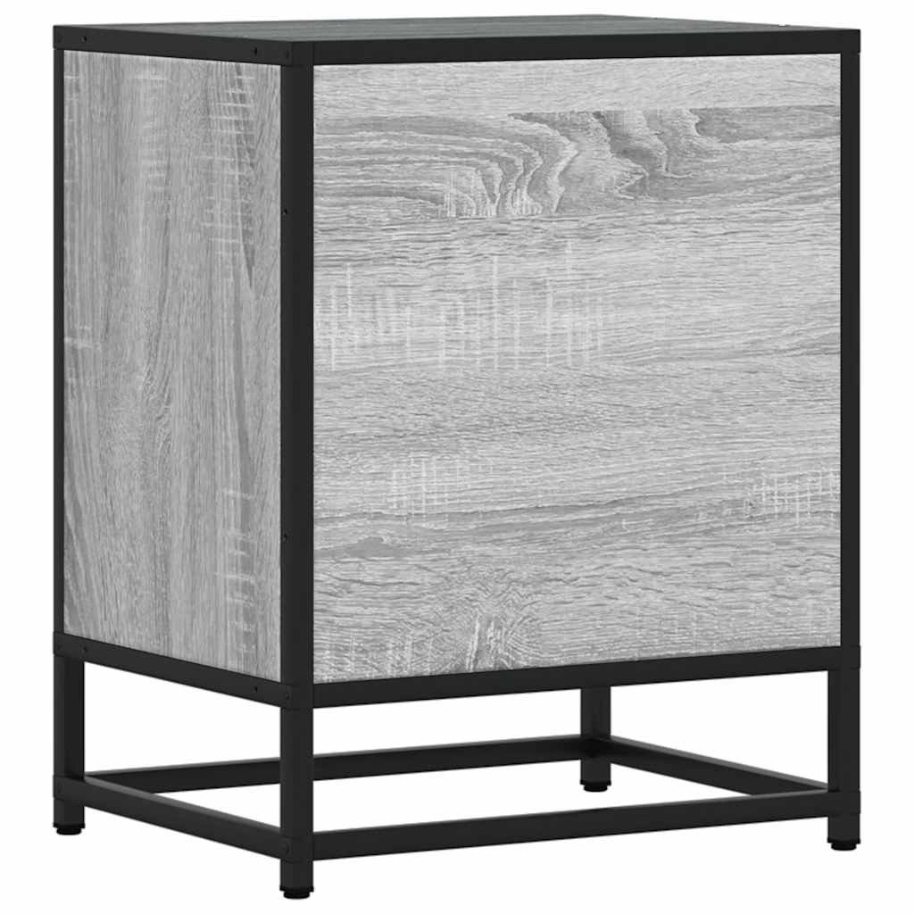Bedside Cabinet Grey Sonoma 40x31x50 cm Engineered Wood and Metal