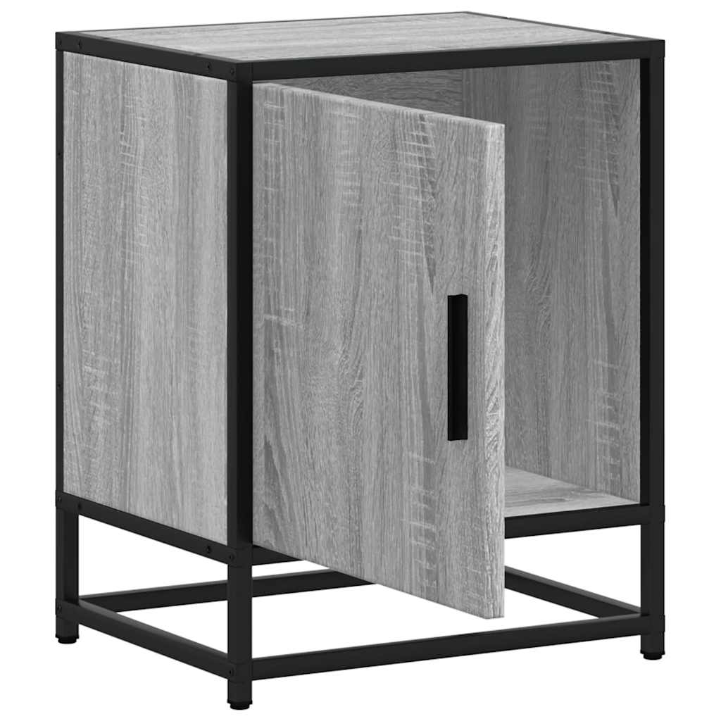 Bedside Cabinet Grey Sonoma 40x31x50 cm Engineered Wood and Metal