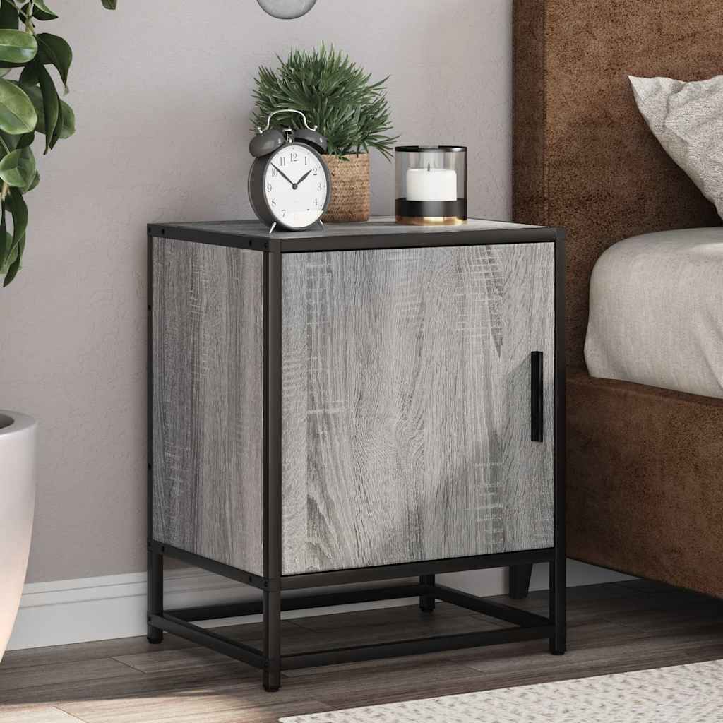 Bedside Cabinet Grey Sonoma 40x31x50 cm Engineered Wood and Metal