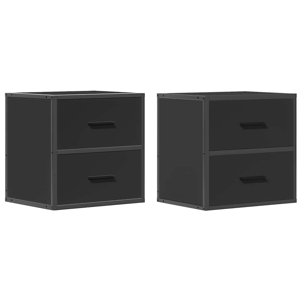 Wall-mounted Bedside Cabinets 2 pcs Black 40x31x39.5 cm