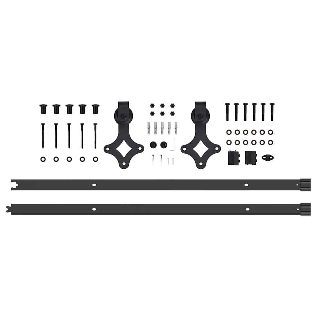 Sliding Door Hardware Kit 213.5 cm Steel Black
