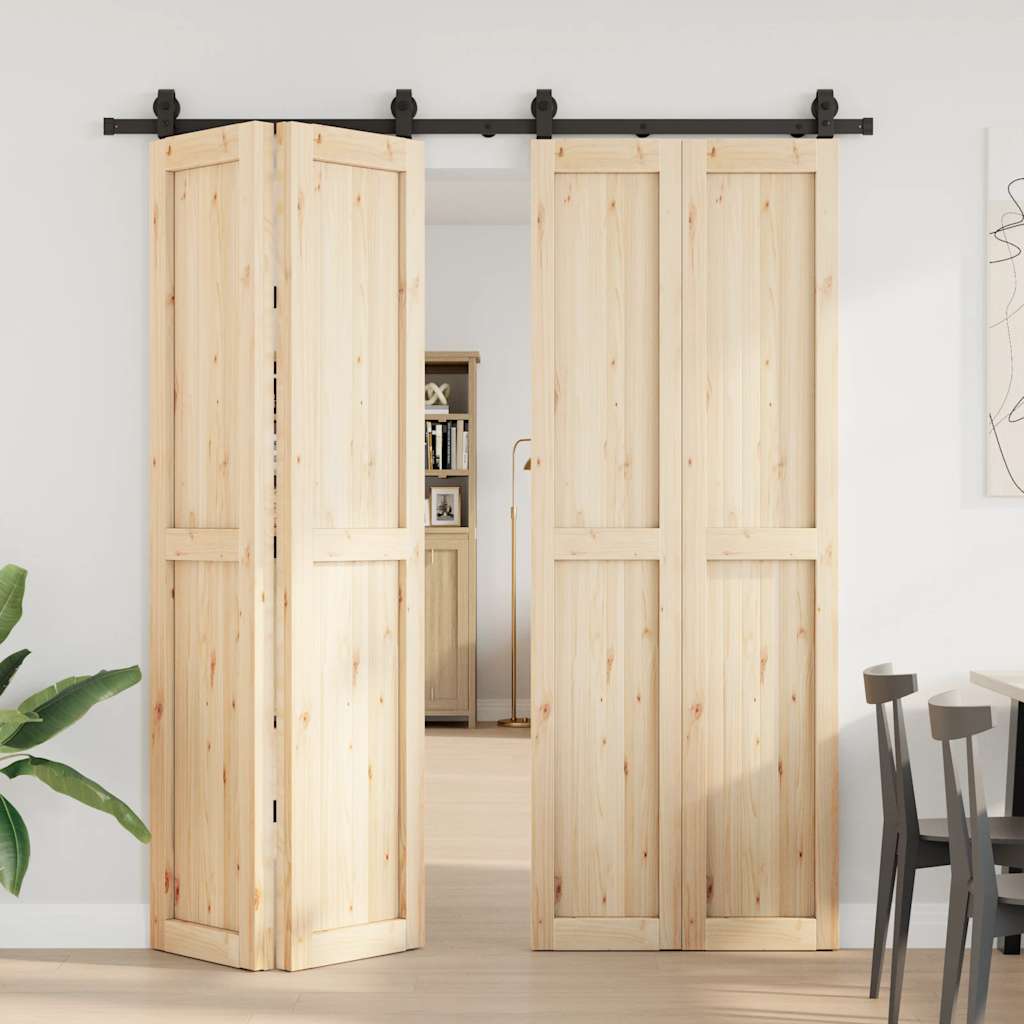 Sliding Door Hardware Kit 200 cm Steel Black