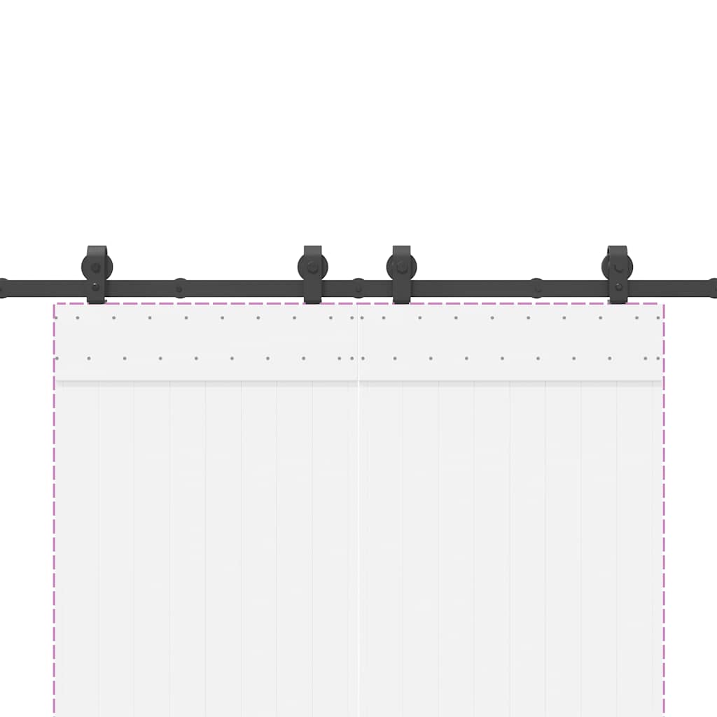 Sliding Door Hardware Kit 200 cm Steel Black