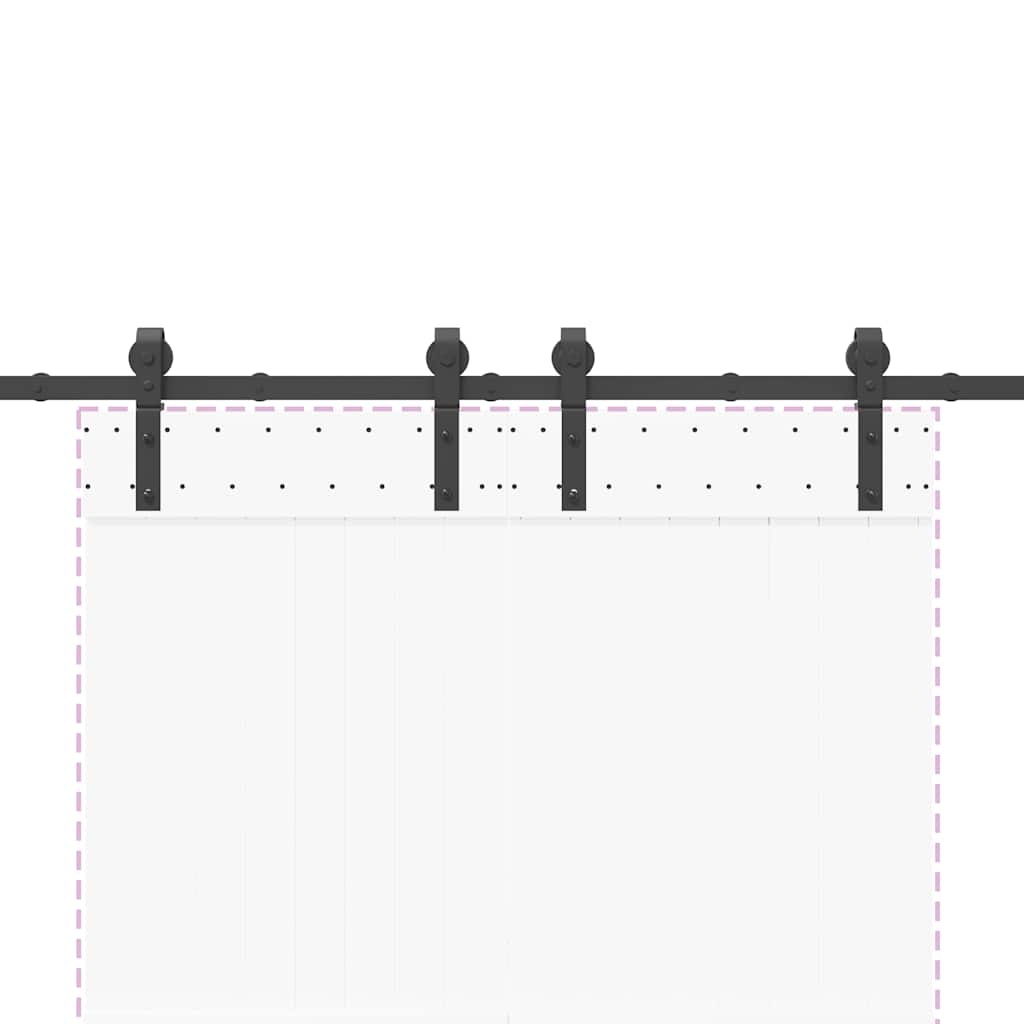 Sliding Door Hardware Kit 183 cm Steel Black