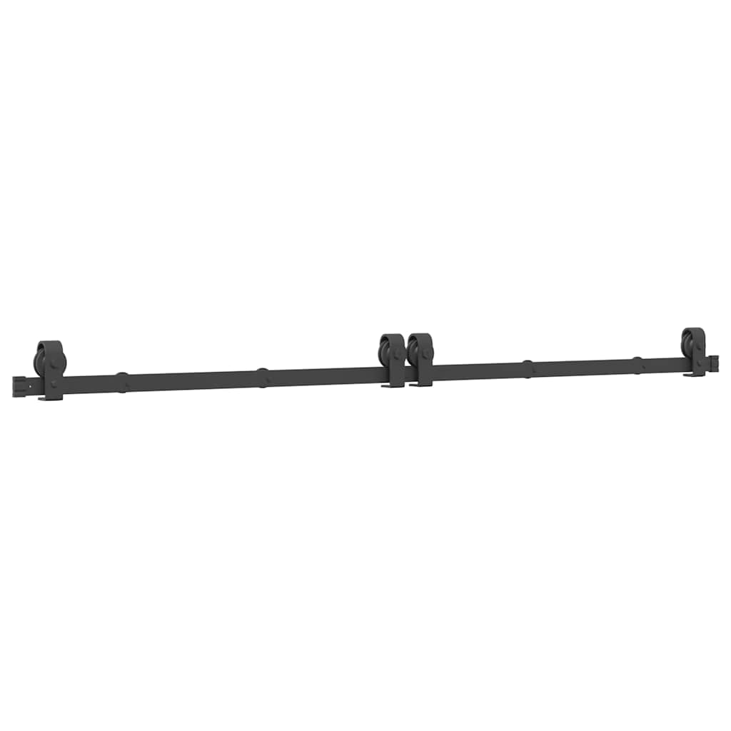 Sliding Door Hardware Kit 200 cm Steel Black