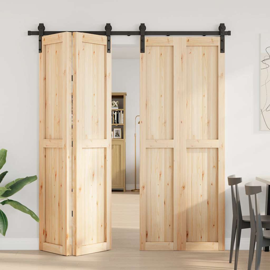 Sliding Door Hardware Kit 200 cm Steel Black