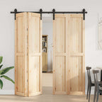 Sliding Door Hardware Kit 200 cm Steel Black