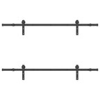 Sliding Door Hardware Kit 183 cm Steel Black
