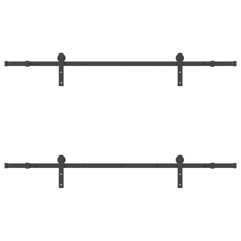 Sliding Door Hardware Kit 200 cm Steel Black