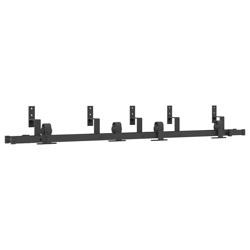 Sliding Door Hardware Kit 183 cm Steel Black