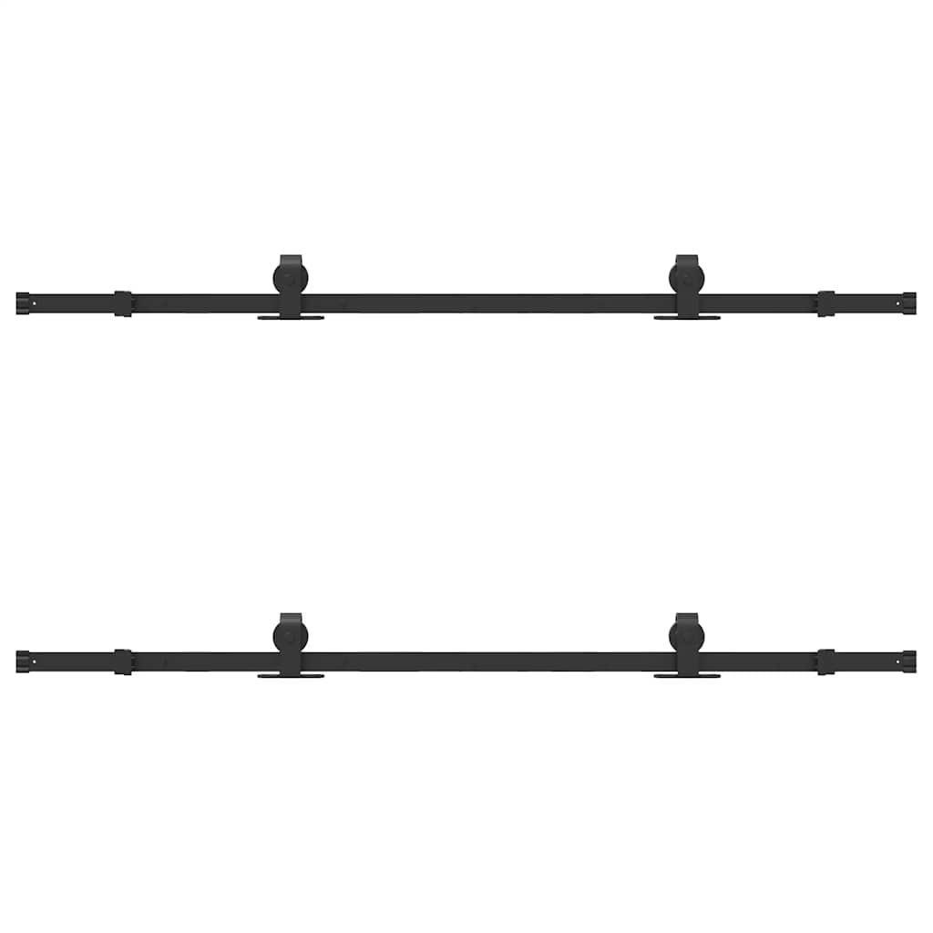 Sliding Door Hardware Kit 183 cm Steel Black