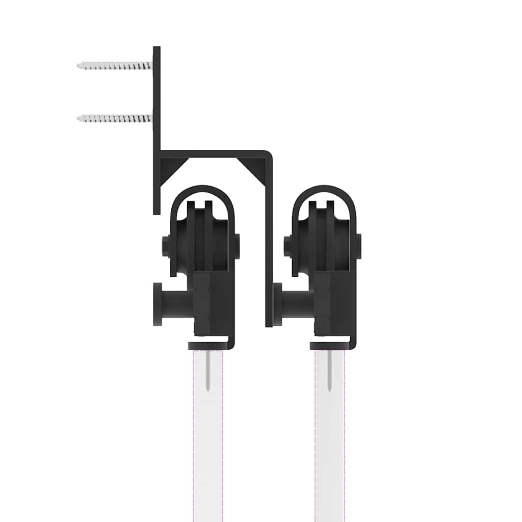 Sliding Door Hardware Kit 183 cm Steel Black