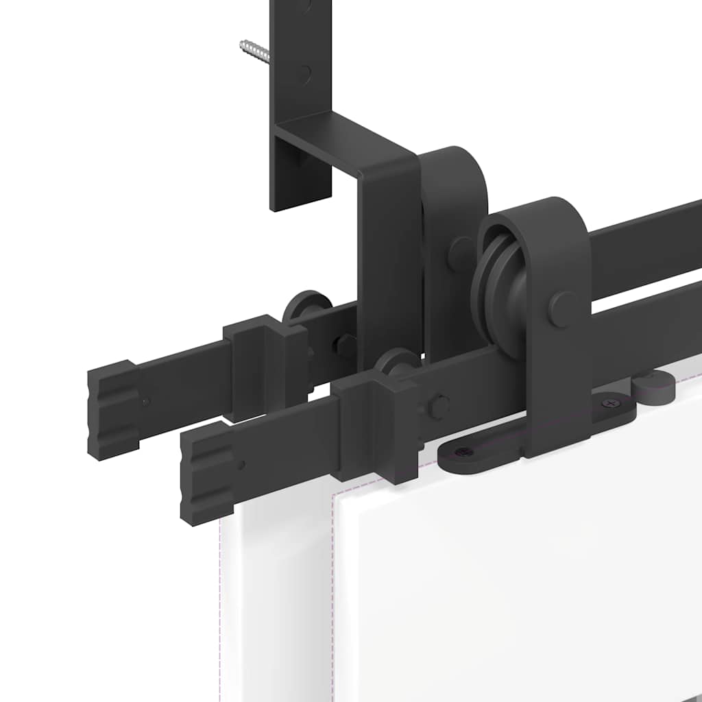 Sliding Door Hardware Kit 183 cm Steel Black