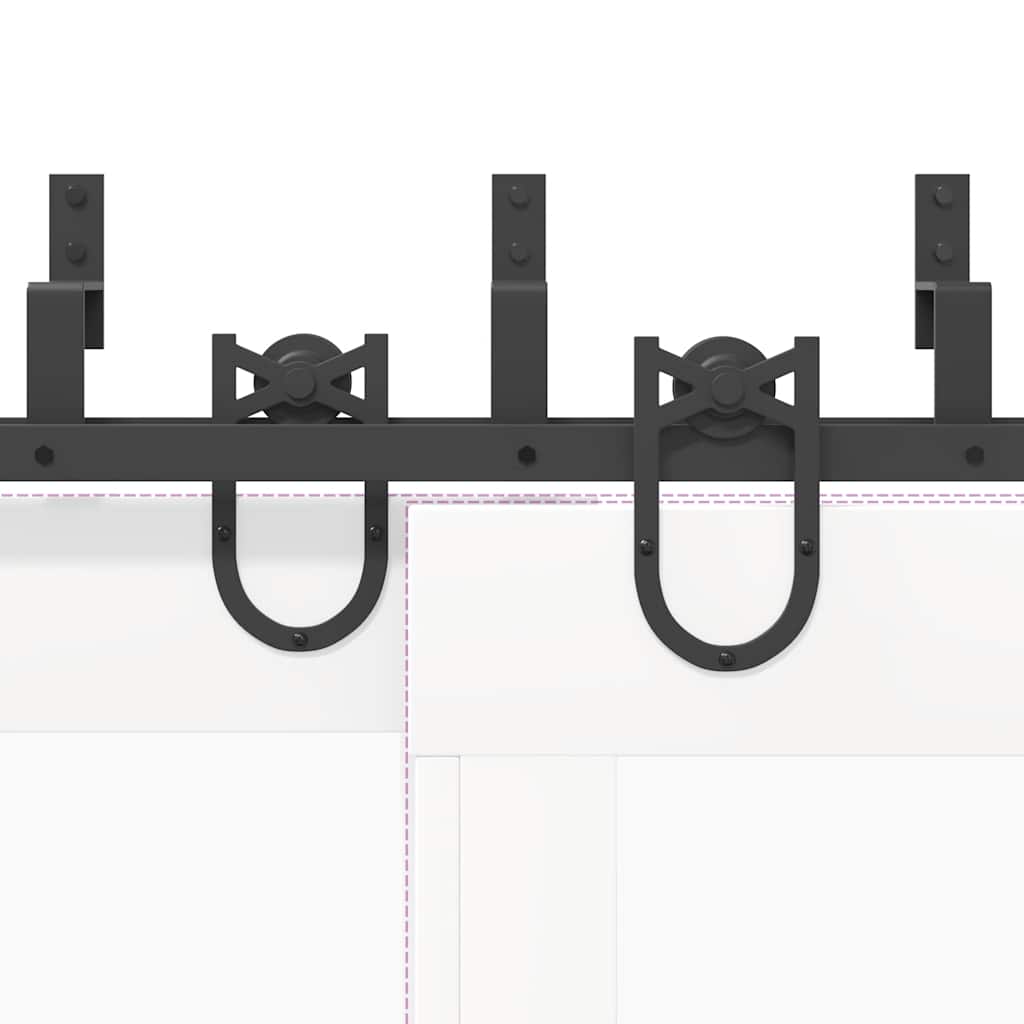 Sliding Door Hardware Kit 183 cm Steel Black