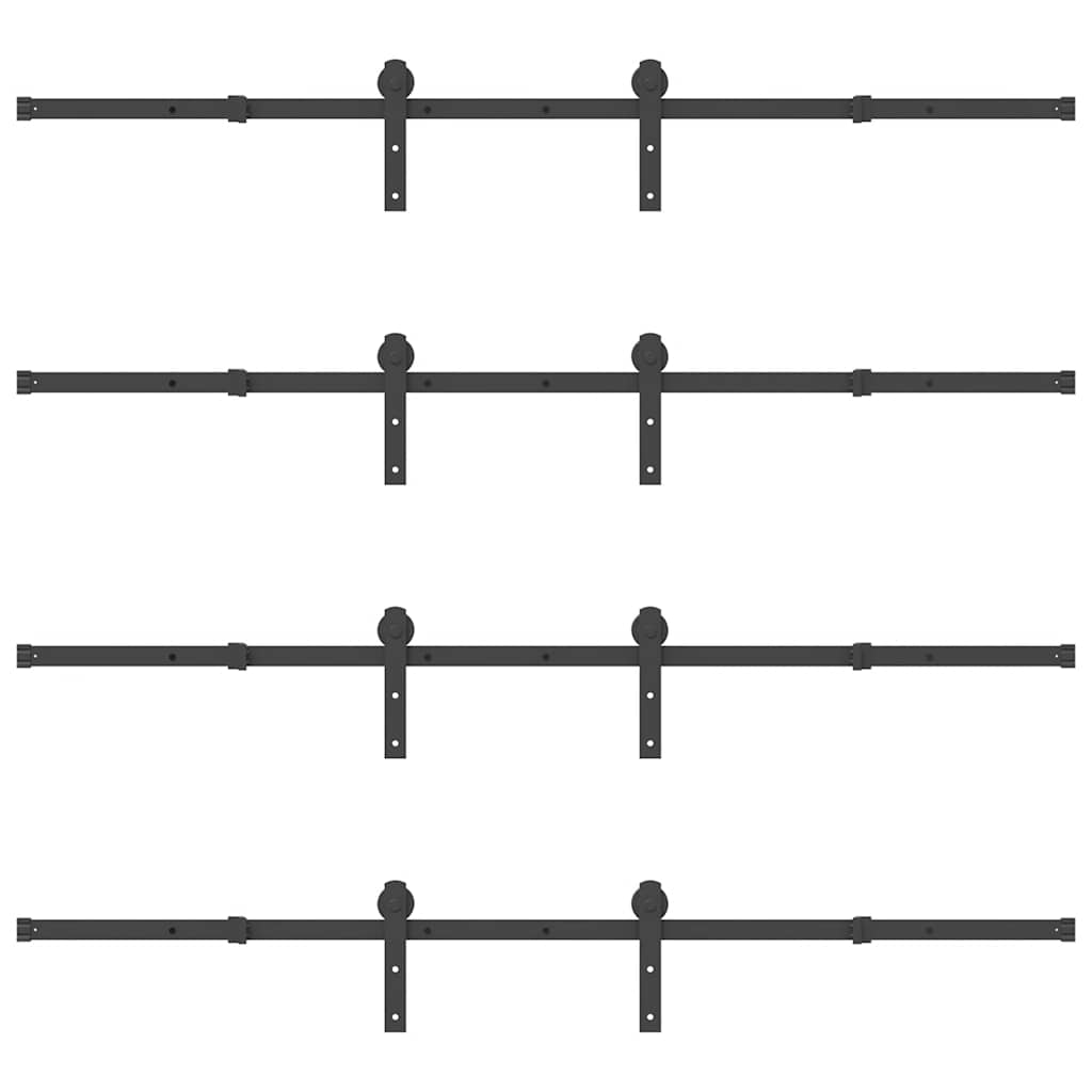 Sliding Door Hardware Kit 366 cm Steel Black