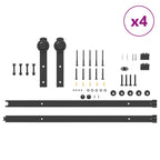 Sliding Door Hardware Kit 366 cm Steel Black