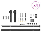 Sliding Door Hardware Kit 400 cm Steel Black