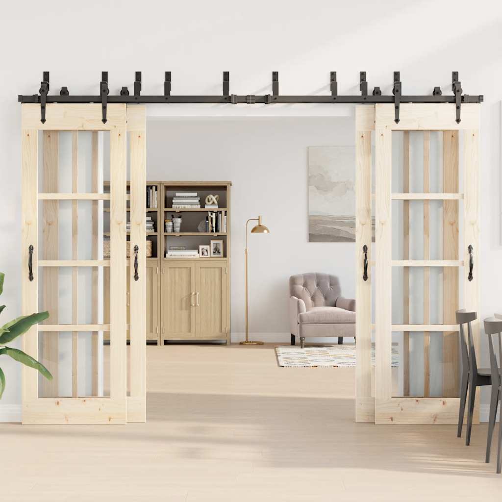 Sliding Door Hardware Kit 305 cm Steel Black