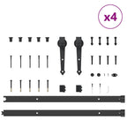 Sliding Door Hardware Kit 305 cm Steel Black