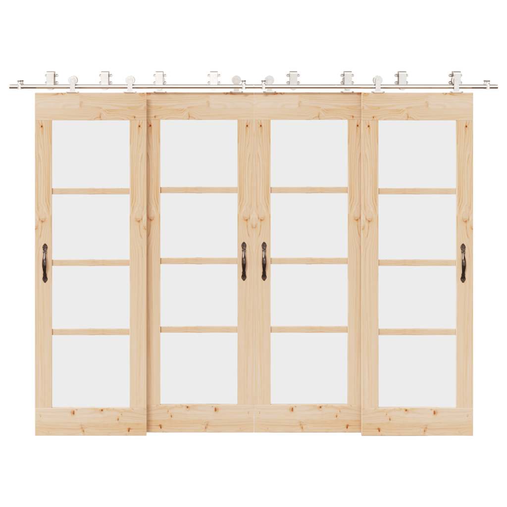 Sliding Door Hardware Kit 366 cm Stainless Steel Silver