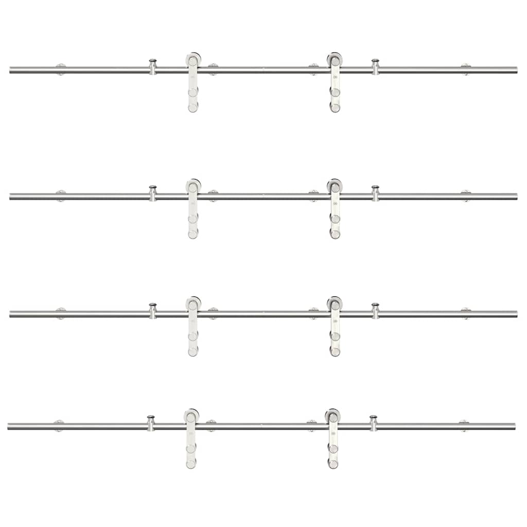 Sliding Door Hardware Kit 400 cm Stainless Steel Silver