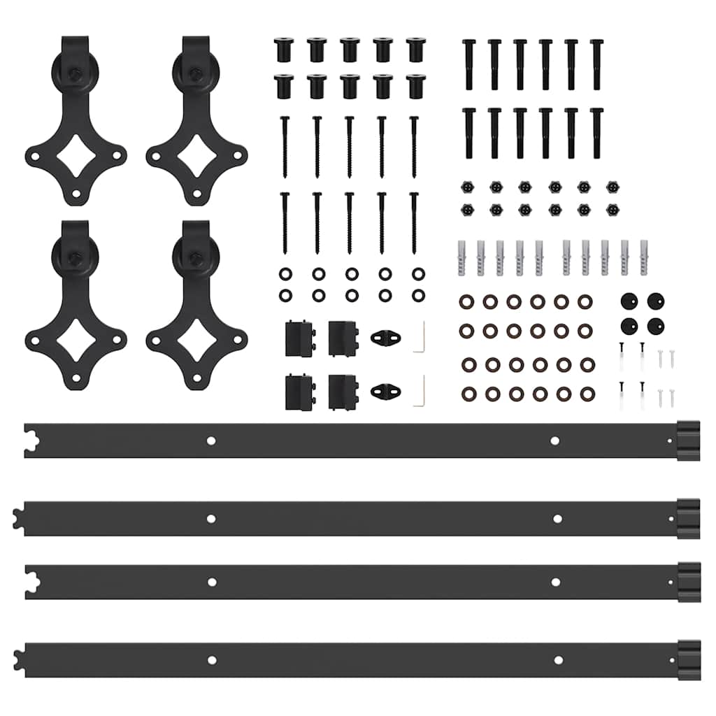 Sliding Door Hardware Kit 305 cm Steel Black