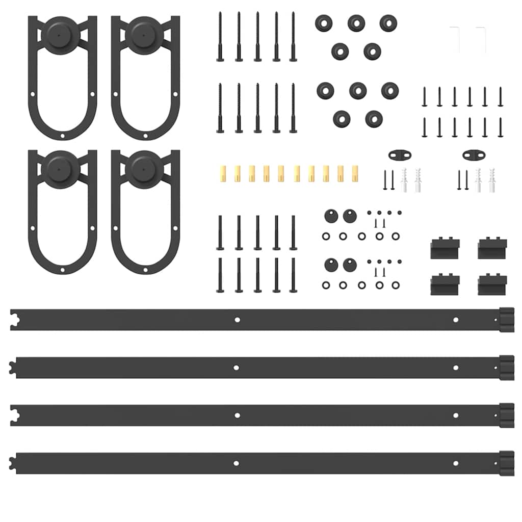 Sliding Door Hardware Kit 366 cm Steel Black