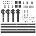 Sliding Door Hardware Kit 366 cm Steel Black