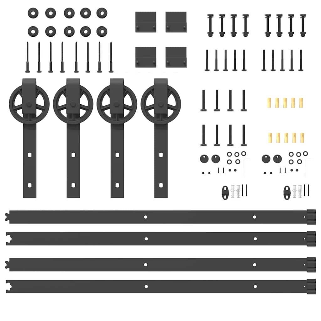 Sliding Door Hardware Kit 366 cm Steel Black