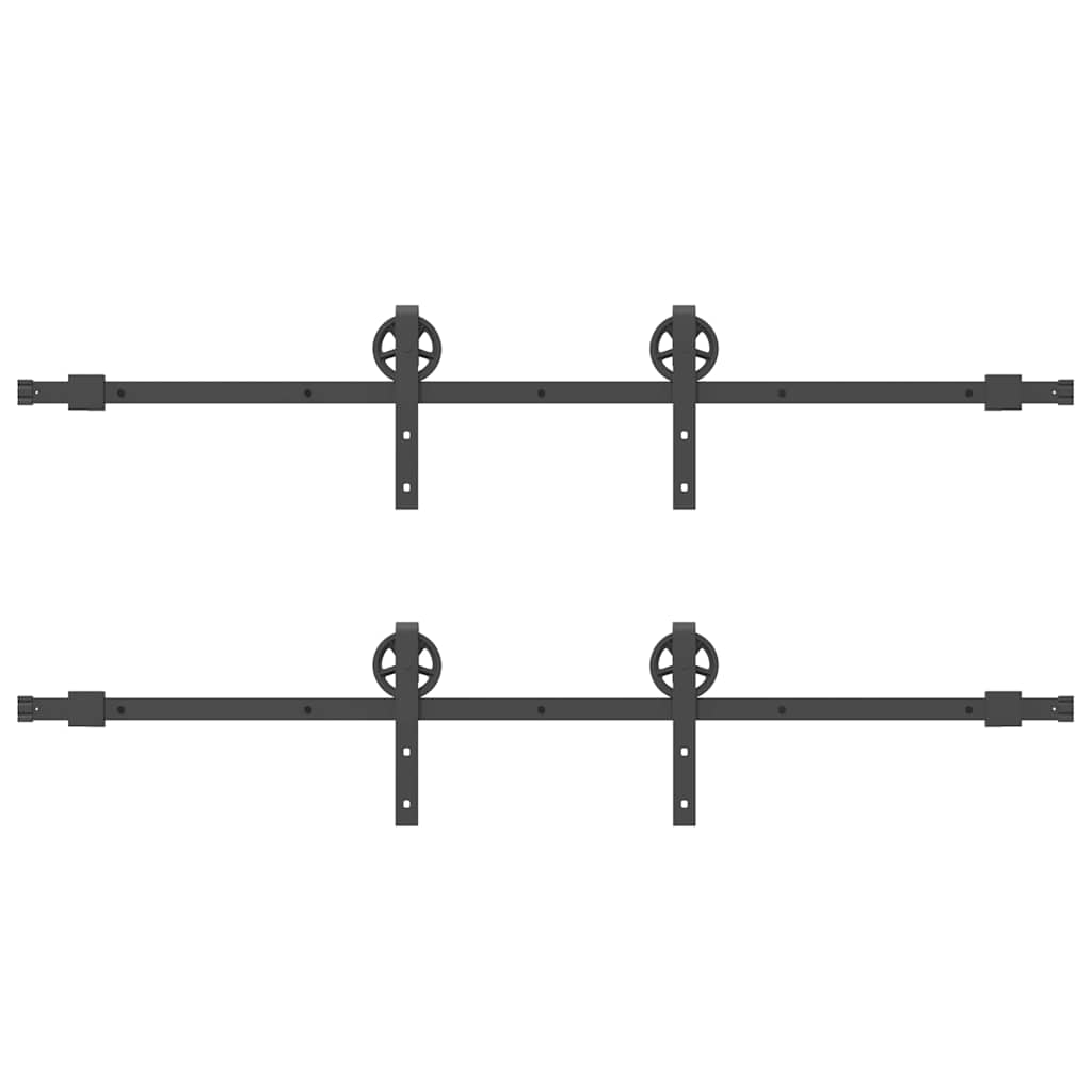 Sliding Door Hardware Kit 366 cm Steel Black