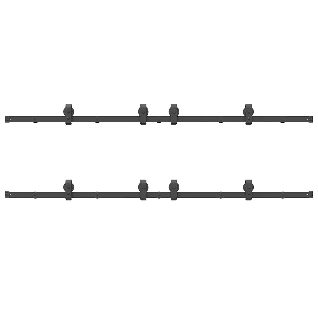 Sliding Door Hardware Kit 366 cm Steel Black