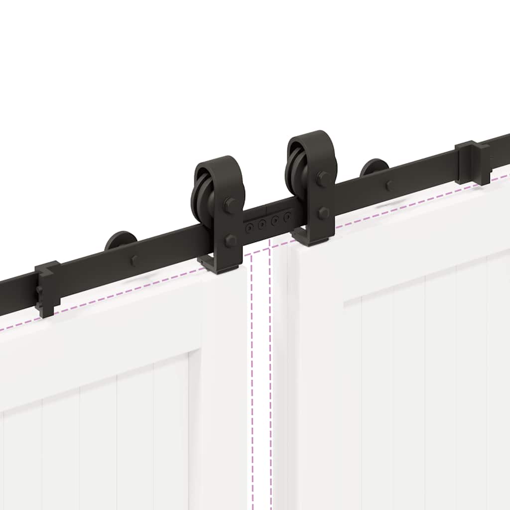 Sliding Door Hardware Kit 366 cm Steel Black