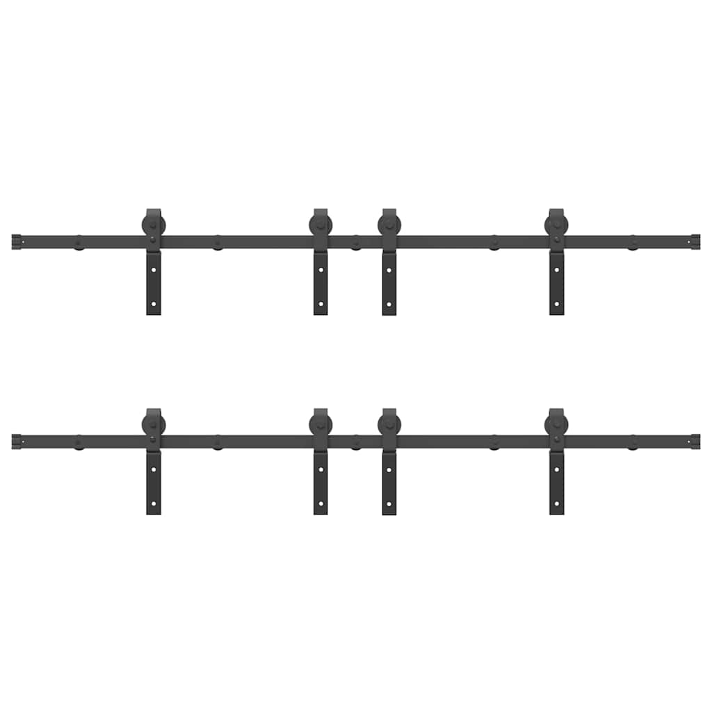 Sliding Door Hardware Kit 366 cm Steel Black