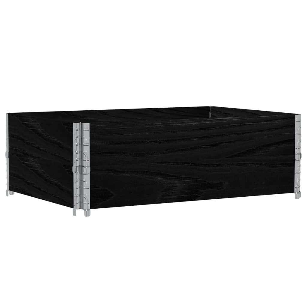 Pallet Collars 2 pcs Black 120x80 cm Solid Wood Pine