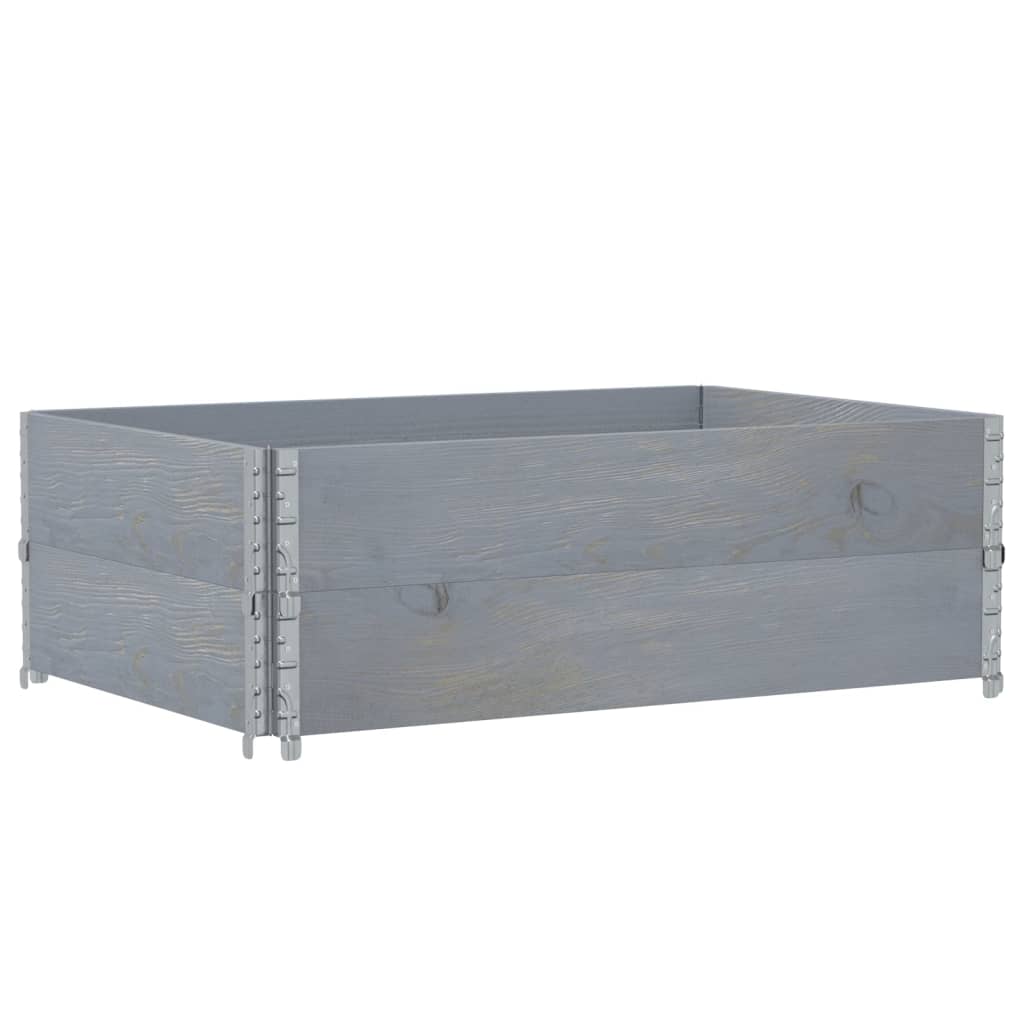 Pallet Collars 2 pcs Grey 120x80 cm Solid Wood Pine