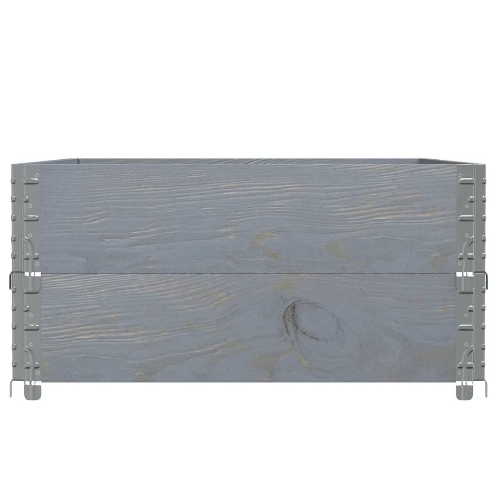 Pallet Collars 2 pcs Grey 120x80 cm Solid Wood Pine
