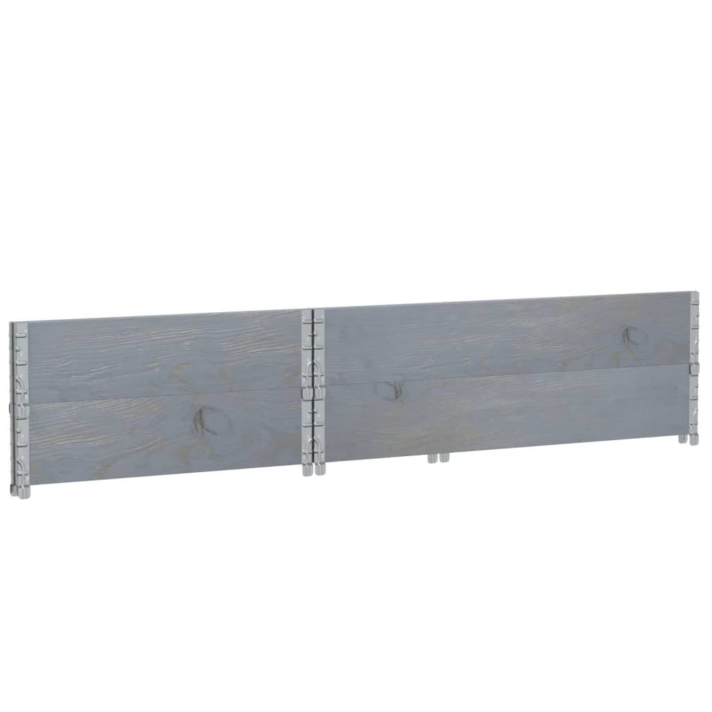 Pallet Collars 2 pcs Grey 120x80 cm Solid Wood Pine