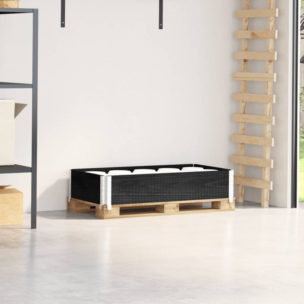 Pallet Collar Black 100x50 cm Solid Wood Pine