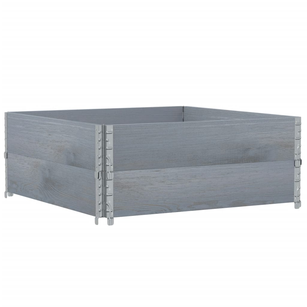 Pallet Collars 2 pcs Grey 100x100 cm Solid Wood Pine