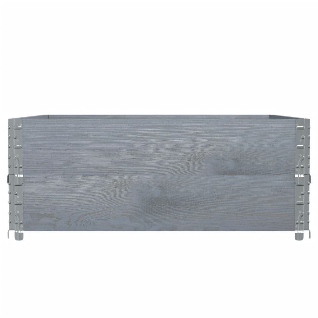 Pallet Collars 2 pcs Grey 100x100 cm Solid Wood Pine
